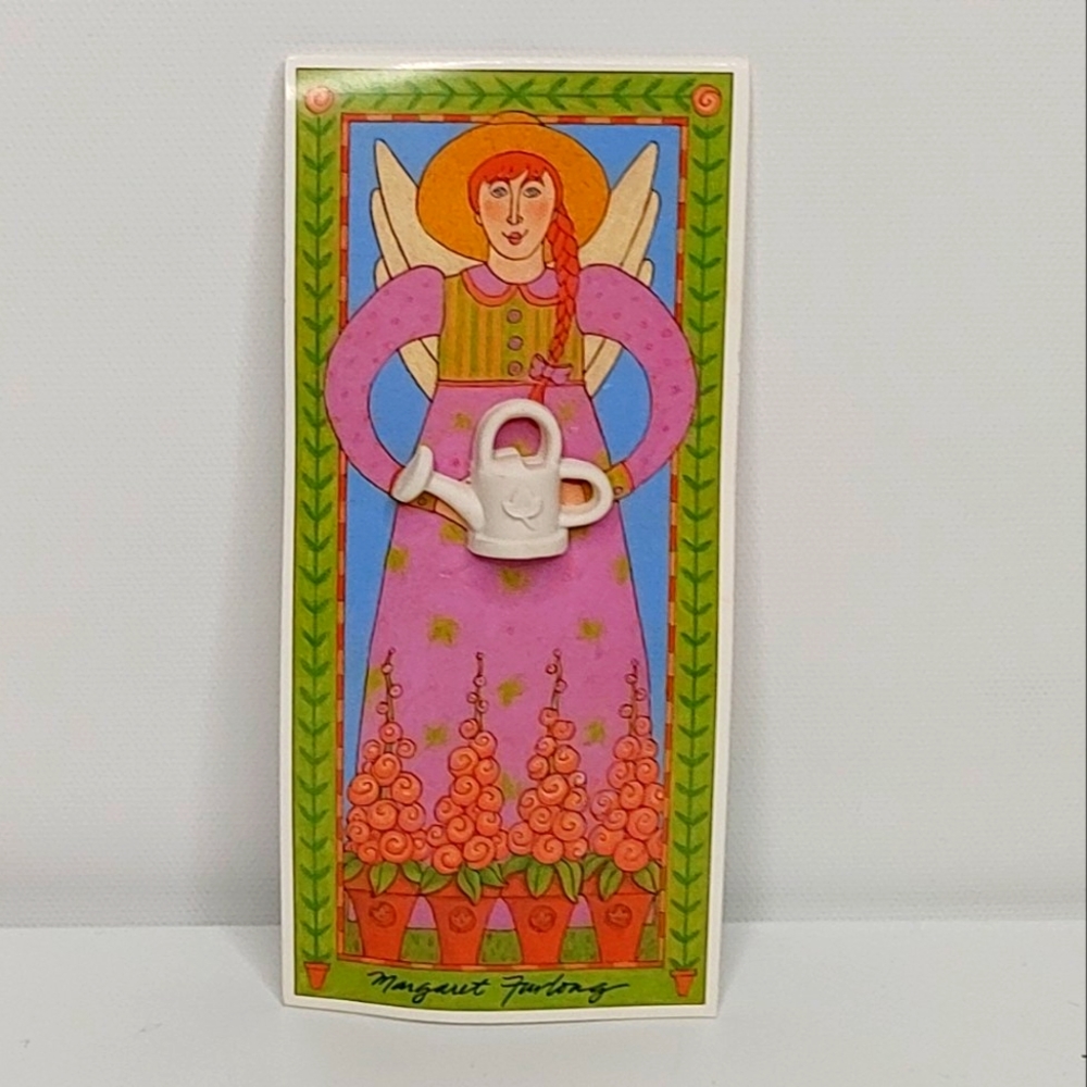 Margaret Furlong Watering Can Pin Bisque Porcelain White Vintage 1999 New